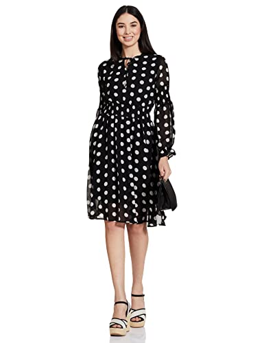 Image of Max Women Polka Dot Print Top with Tie-Up Neck