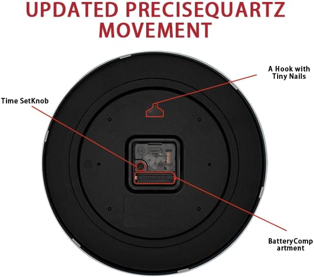 Miniatura 4 de HZDHCLH Reloj de pared rojo, silencioso, funciona con pilas, 8 pulgadas, moderno, analógico, sin tictac, decorativo, para cocina, dormitorio, sala