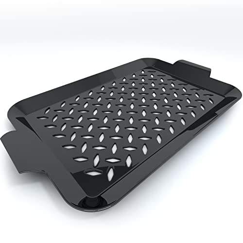 Kona Outdoor Grill Tray - Versatile Grill Pan & Basket - Ideal Fish Grilling Rack & Vegetable Grill Basket | This Chef Inspired Nonstick Grill Topper Transforms Your Barbecuing Experience, 14X10 Inch #TOP29