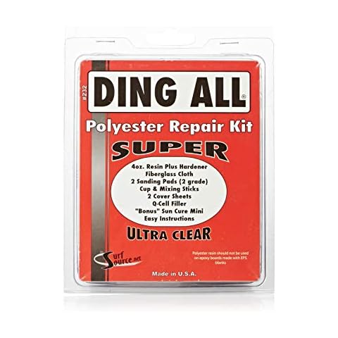 Ding All 4 Oz All Super Polyester Repair Kit for Medium to Large Sized Polyester Surfboards Repairs Cover