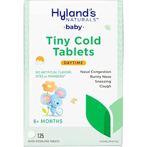 Hyland's Baby Tiny Cold Tablets, Daytime, Infant and Baby Cold Medicine, Decongestant, Runny Nose & Cough Relief, 125 Quick-Dissolving Tablets Cover