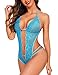 Avidlove Women V-neck Teddy Lace Lingerie Stretchy Sleepwear Mini Babydoll Bodysuit Blue Medium