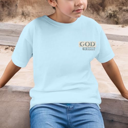 Image of KEEVICI Boys God is Good Shirt Christian Faith Shirts for Kids Jesus Beach Palm Tree Hawaiian Tshirt Graphic Tees Cotton Tops