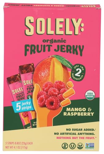 SOLELY Organic Mango & Raspberry Fruit Jerky Multipack, 4 OZ