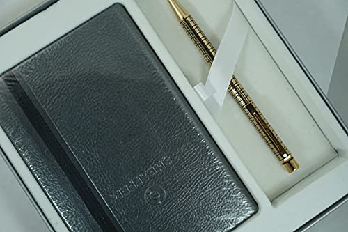 Cross Sheaffer Rare Made in the USA Signature Targa Diamond Medici Crosshatched 22KT Gold barrel ballpoint Pen and matching Sheaffer Journal