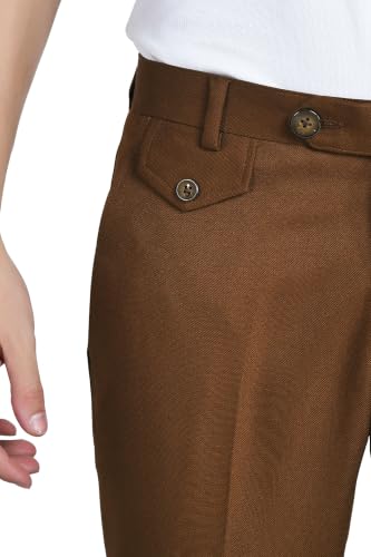 Image of Men's Formal Slim Fit Trousers | Premium Poly Viscose Blend Office Wear Flat Front Pants | Wrinkle Resistant Business Casual Pants | Length 41 Inches.