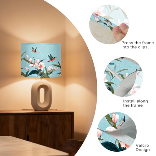 Image of Nuxovilar Lamp Shades Set of 2, 13 inch Top x 13 inch Bottom x 10 inch High (Spider) | Table lamp shades delicate floral bird design bedroom sunroom reading nook covers (Bird)