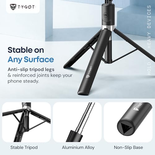 Image of Tygot T9 Pro Bluetooth Selfie Stick 67 Inch(170 cm) Tripod with LED Light, Extendable Selfie Stick for Mobile Phone with Remote, Portable Tripod Stand for Travel, Vlogging & Photography
