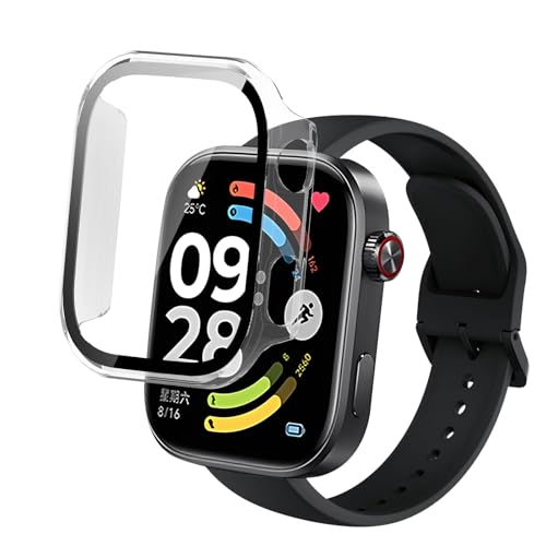 For REDMI Watch 6 �P�[�X �ی� �K���X�t�B���� ��̌^ �J�o�[ YANMONGI �����K���X �ی�t�B���� ���^�b�`���x �h�o �����ߗ� �h�w�� �S�ʕی� �Ռ��z�� �ȈՒ��E �ی�J�o�[ Redmi Watch 6(�N���A)