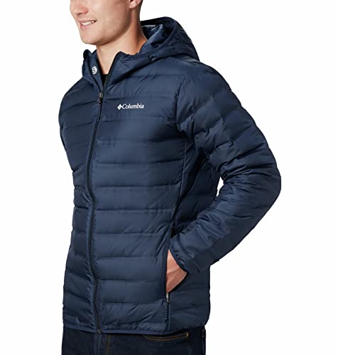 Columbia Men's Lake 22 Down Hooded Jacket, Hooded Puffer Down Jacket, Collegiate Navy, Size S