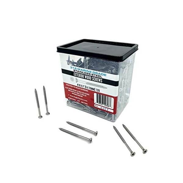 #10 x 7,6 cm 316 Marine Grade Edelstahl Holzschrauben 350 Stück T25 Sternantrieb Typ 17 Punkt für Docks, Decks, Jetties… – Bild 3