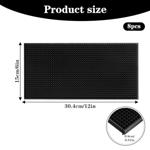 8 Pack 12" x 6" Black Bar Mat, Non-Slip Glass Drying Mat for Restaurants, Coffee, Bars by Limbeuuu - Used condition - Image 2