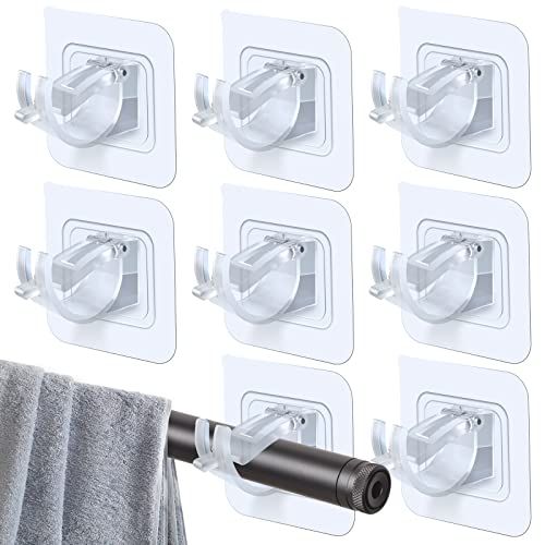HIMOMO 8 Pièces Support Tringle Rideaux Sans Percage,Accroche Tringle Rideau Sans Percage,Supports de Tringle Auto-Adhésifs Transparent pour Tringle de Moins de 2.2 cm Diamètre