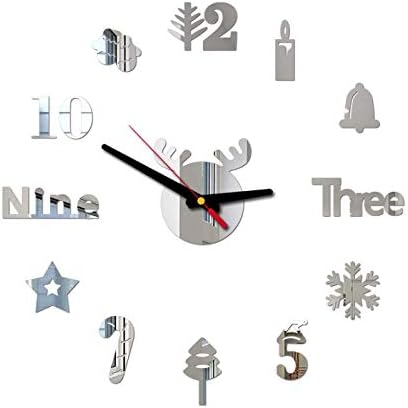 Reloj de pared DIY 3D Espejo Superficie Pegatina Hogar Oficina Decoración Reloj Navidad Pared Adhesivo Decoración de Dormitorio de Navidad