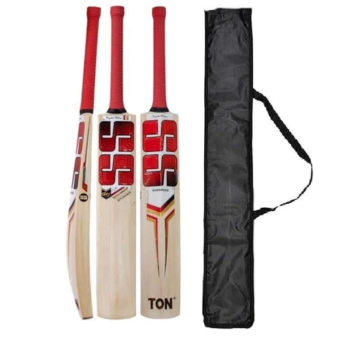 Super Strock_Red Premium Popular Willow Cricket Bat Full Size Short Handil Adults Cricket Bat with Black Bat Cover