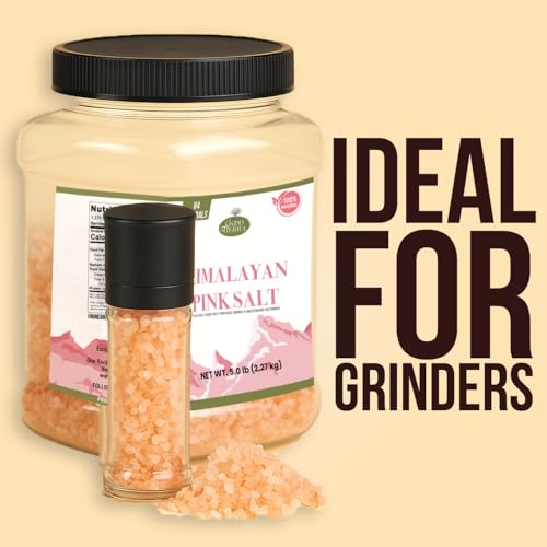 Good Tierra Himalayan Pink Salt in Jar - Coarse, 5 lb - Ideal for Bath Salt, Table Salt Grinders, and Spice Jars
