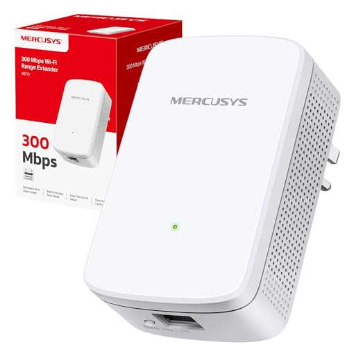 MERCUSYS ME10 N300Mbps WiFi Extender Booster Easy One-Touch Setup Internet Booster Ethernet Port Access Point WiFi Repeater TP-Link WiFi Extender App Control Easy Setup UK Plug