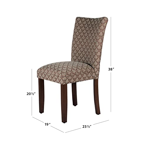 Image of Homepop Home Decor |K1136-F662 | Classic Upholstered Parsons Dining Chair | Single Accent Dining Chair, Blue & Brown Damask