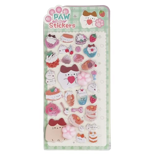 ぷにぷにシール ねこぷに ぷくぷく 3D 立体 ステッカー 猫の肉球型 可愛い マシュマロ スクイーズ風 ぷにぷに触感 ストレス解消 手帳デコ スマホケース 文房具 かわいい 動物シール 重複なし (おすしねこ)