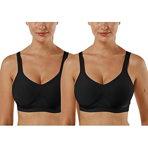Vertvie Damski biustonosz sportowy 1/2/3 kawałek bezprzewodowy wygodny biustonosz Top do jogi trening fitness bieganie jogging ćwiczenia biustonosz(2-czarny,XL)