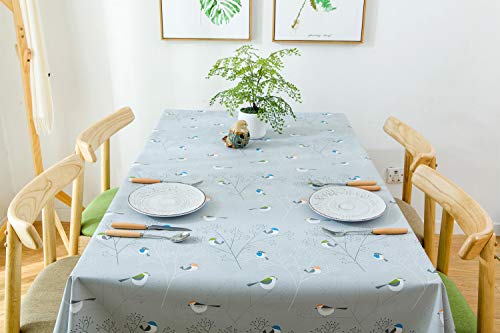 Trudelve Heavy Duty Vinyl Table Cloth For Kitchen Dining Table Wipeable Pvc Tablecloth For Rectangle Table (54'' X 72'', Birds-1) #TOP5