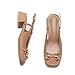 Brown Square Toe Slingback Pump Shoes for Women Chunky Block Heel Sling Back Closed Toe Low Heels Office Church Shoes Heels Size 8.5
