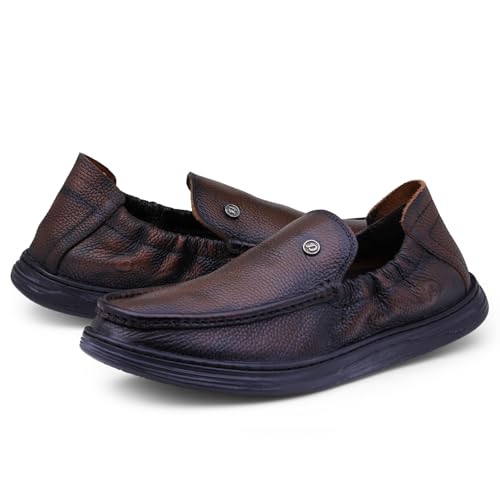 Image of DOCTOR EXTRA SOFT Classic Genuine Leather Formal Shoes for Men with Memory Foam Cushion| Ultra Lightweight & Comfortable|Stylish & Flexible|Parties,Occasions,Office,Wedding,Casual|Black Slip On D-805
