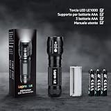 Lighting EVER Lepro Lampe Torche L8000 Puissante, Lampe de Poche Zoomable Étanche IPX4, 3 AAA Piles Compris, LED Militaire en Aluminium pour Camping, Randonnée, Urgences - 7