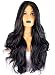 Wigbuy Synthetic Wigs for Women Super Natural Long Wavy Curly Side Part Heat Resistant Fiber Natural Black 29.5 inches Hair for Women (S-Bangs)