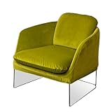 Sillón Casanova con asiento acolchado - Transparente y verde claro - H77 cm - Base de cristal acrílico - Asiento de terciopelo - Made in Italy
