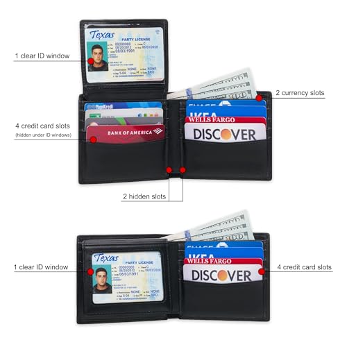 Awesometik Classic Genuine Leather Wallet for Men and Women | Credit Card Holder, ID Holder, Classic Style Leather Wallet | Strong Stitching, Multiple Compartment (Black)2