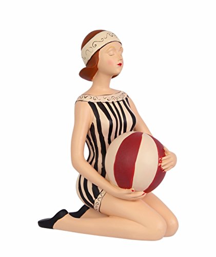 Boltze statuette pin up girl maillot de bain une pièce avec ball style ancien shabby france 21, 5 cm