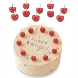 10 Pcs Mini Cherry Birthday Candles Set (0.94″ × 0.94″) Cute Fruit Shaped Cake Candles, Dessert Decoration Toppers, Party Favors, Wedding Table Decorations