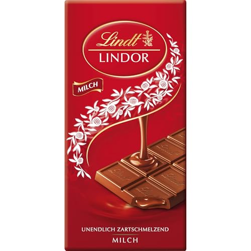 Lindt Schokolade | LINDOR Tafel Milch | 100g | feinste Vollmilch-Schokolade mit zartschmelzender Füllung | Schokoladen-Tafel