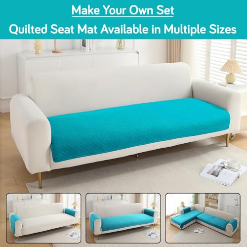 Image of HOKIPO Quilted Sofa Cover Mats for 1 /2 /3 Seater Sofa and L Shape. Make Your Own Sofa Cover Set, Mat Length 90(D) x 120(L) cm, Teal (NEW-IN-720-TEAL)