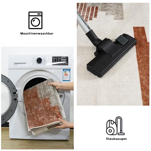 Chicnix Teppich Wohnzimmer, Großer Teppich 160x230 Waschbar Kurzflor rutschfest Weich… – Ansicht 6