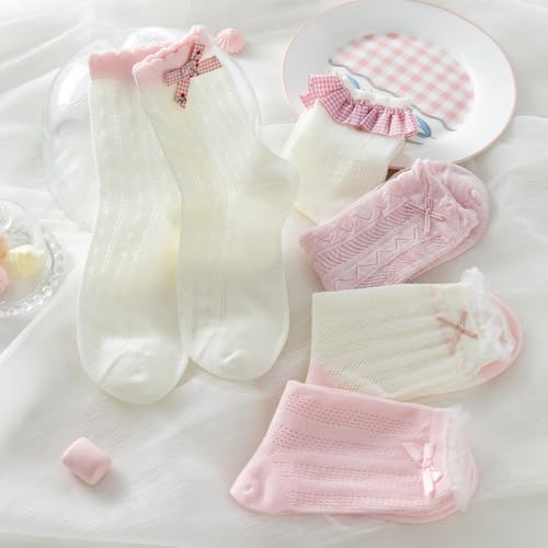 Cute Woman Socks Soft lace Breathable School Socks Fruit Ruffles Cartoon4