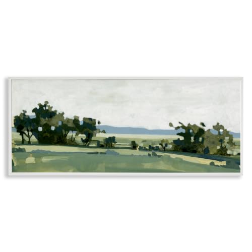 Modern Rural Grassland Bushes, 13 x 30 Inch Framed Giclée Print