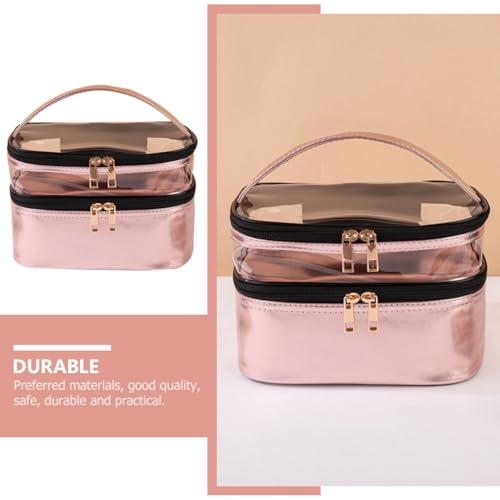 Rangement maquillage multifonction et trousse de toilette double transparente - 4