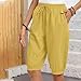 AKTCVVJ Linen Capris for Women Elastic Waist Work Pant Sports Workout Pant Fashion Summer Capris with Pockets Yellow