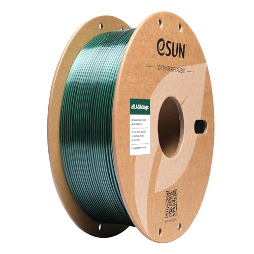 Image of eSUN Silk Magic PLA Filament 1.75mm, Shiny Silk Dual Color Co Extrusion 3D Printer Filament, 1KG (2.2 LBS) Spool 3D Printing Color Change Filament for 3D Printers, Black Green