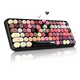 teclados de colores para celulares gratis 【MINI TECLADO INALÁMBRICO】 El teclado inalámbrico portátil tiene un diseño de 84 teclas, compacto y fácil de transportar. Diseño de tecla flotante circular único, estilo de moda inspirado en el estilo retro y elegante de la máquina de escribir. Ya sea por la apariencia o el sentido de uso, te traerá una sensación diferente. Es una opción ideal para uso doméstico o de oficina y de viaje.
