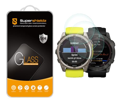 (3 Pack) Supershieldz Designed for Garmin Fenix 8/8 Pro (Solar/Amoled) 51mm / Garmin Fenix 7X/7X Pro (Solar/Sapphire Solar) / Epix Pro (51mm) Tempered Glass Screen Protector, Anti Scratch, Bubble Free