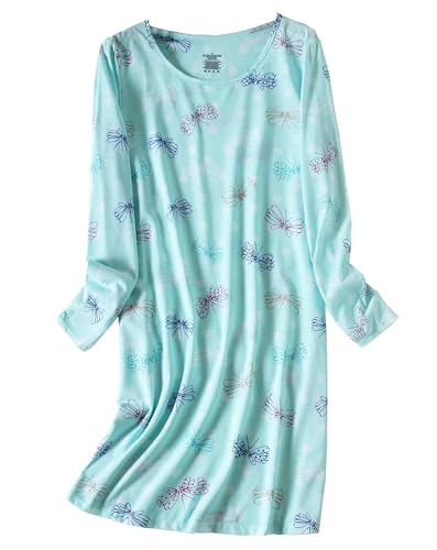 Inadays 3 Pack Women's Cotton Nightgown Sleepwear Long Sleeves Nightshirt Fun Print Sleepdress Loose Comfy Sleepshirts3