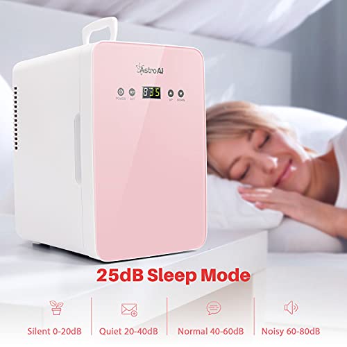 Astroai Mini Fridge 6 Liter/8 Can Skincare Fridge For Bedroom - Upgraded Temperature Control Panel - Ac/12V Dc Thermoelectric Portable Cooler And Warmer For Skin Care, Beverage, Etl Listed(Pink) #TOP3