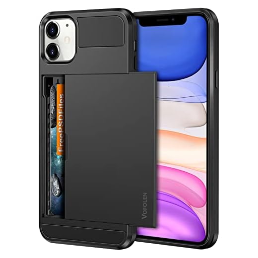 Vofolen Case for iPhone 11 Case Wallet Credit Card Holder ID Slot Sliding Door Hidden Pocket Anti-Scratch Dual Layer Hybrid Bumper Armor Protective Hard Shell Back Cover for iPhone 11 6.1 Black