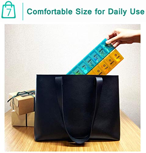 Mossime Xl Large Daily Pill Organizer 2 Times A Day, Extra Jumbo 7 Day Pill Box Am Pm, Weekly Day Night Vitamin Holder, Medicine Organizer, Big Pill Container, Medication Dispenser 14 Compartments #TOP6