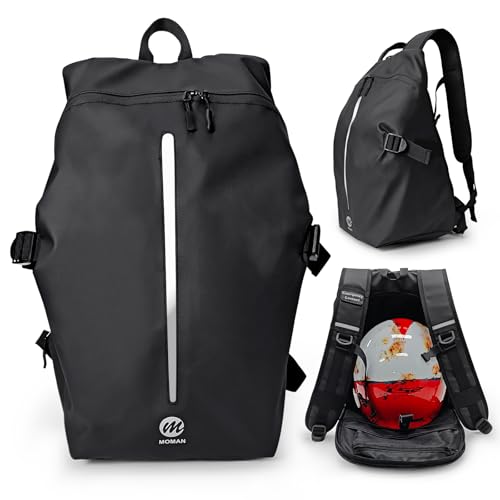 Moman Zaino Moto Riflettente, B2R Zaino per Casco Impermeabile 40L