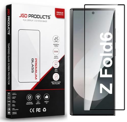 Image of JGD PRODUCTS 100% Fingerprint Unlock Military-Grade Gorilla Tempered Glass for Samsung Galaxy Fold 6 5G with Edge to Edge Coverage - Case Friendly, Anti-scratch and Bubble free With installation kit