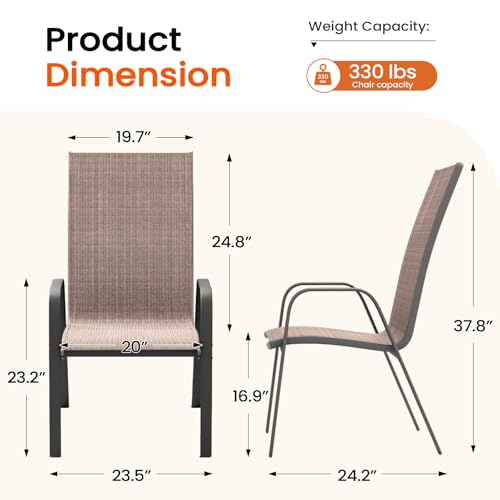 Image of JEAREY Patio Dining Chairs Set of 6, Stackable Outdoor Chairs, Coffee